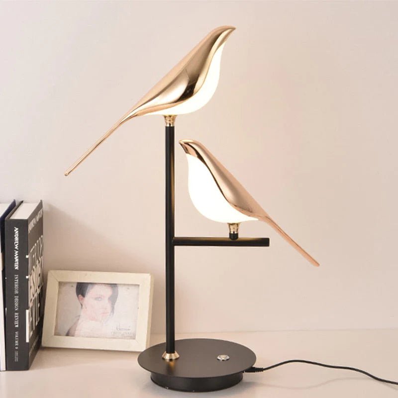 Modern Golden Bird Design LED Table Lamp