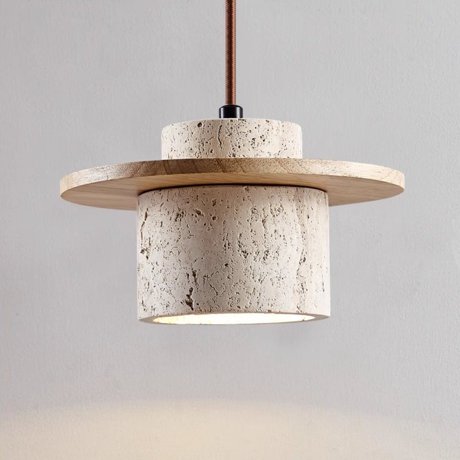 Living Room Pendant Light with Travertine Shade