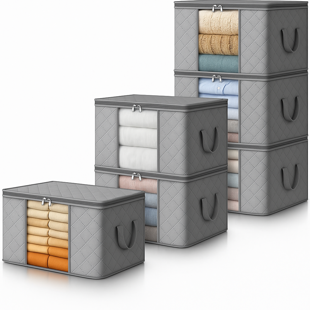Foldable Storage Boxes with Handles Clothes Organizer with Clear Window