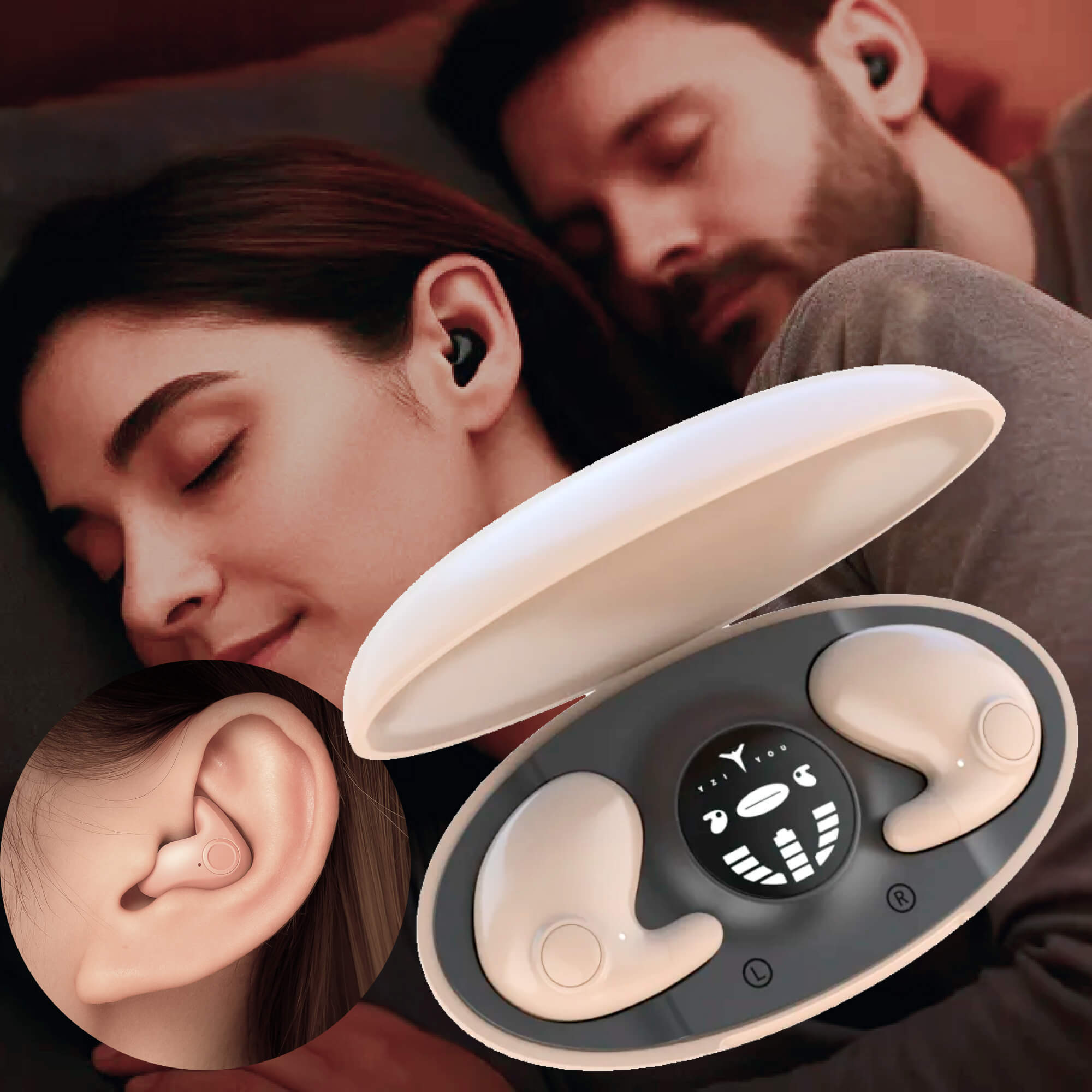 Invisible Wireless Sleep Earbuds Noise-Cancelling Headphones for Side Sleepers