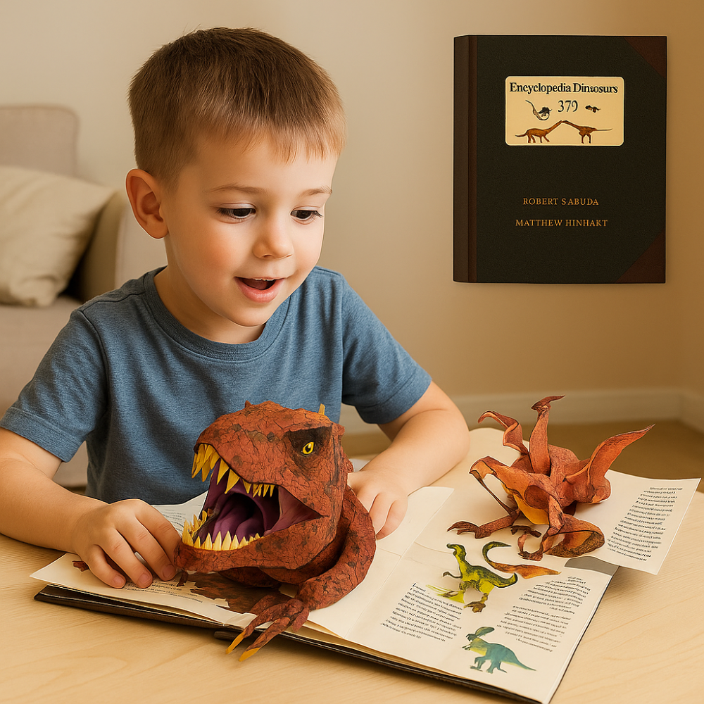 Kids Dinosaur Pop-Up Book 3D Educational Prehistoric Learning Guide