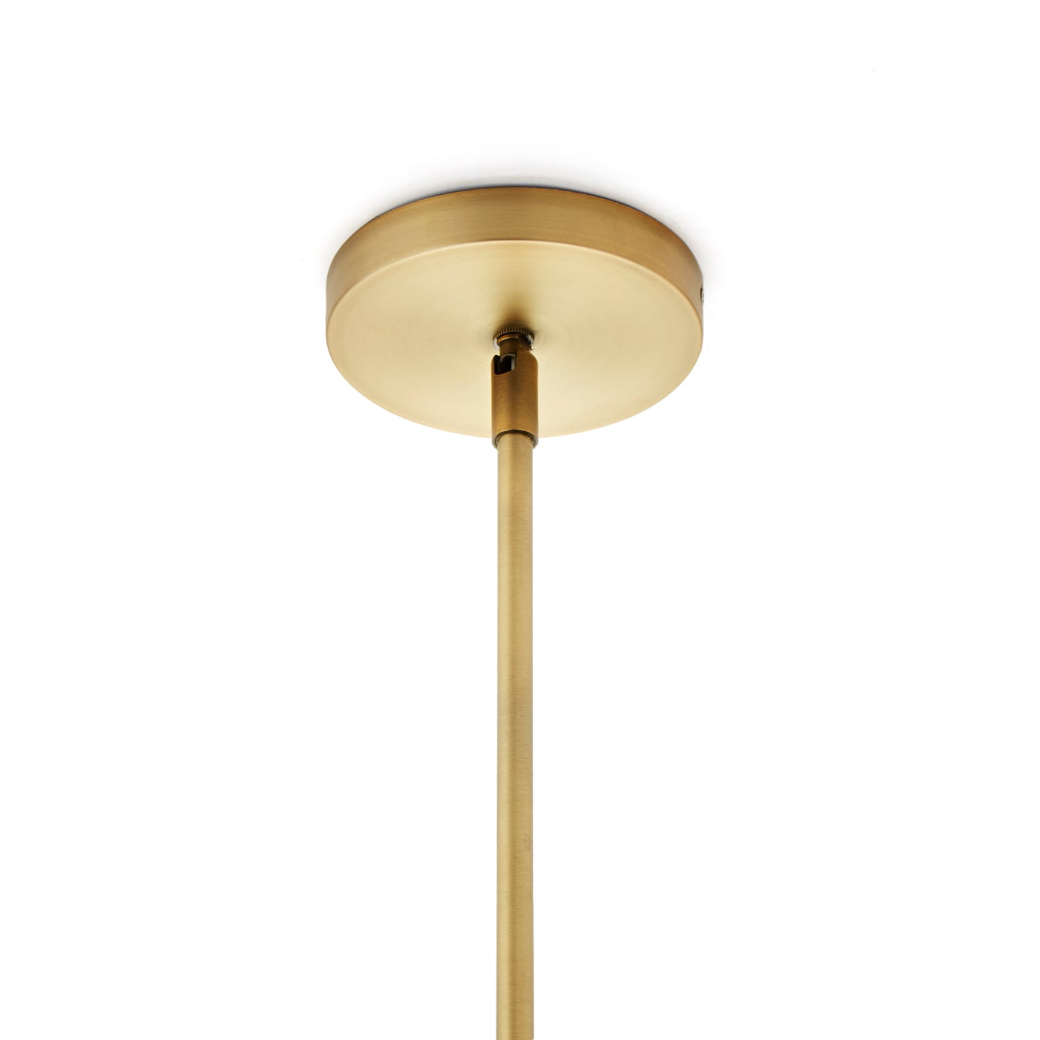 Pendant lamp with glass globe and brass shade