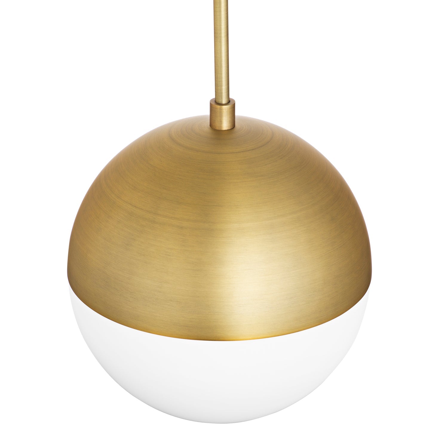 Pendant lamp with glass globe and brass shade