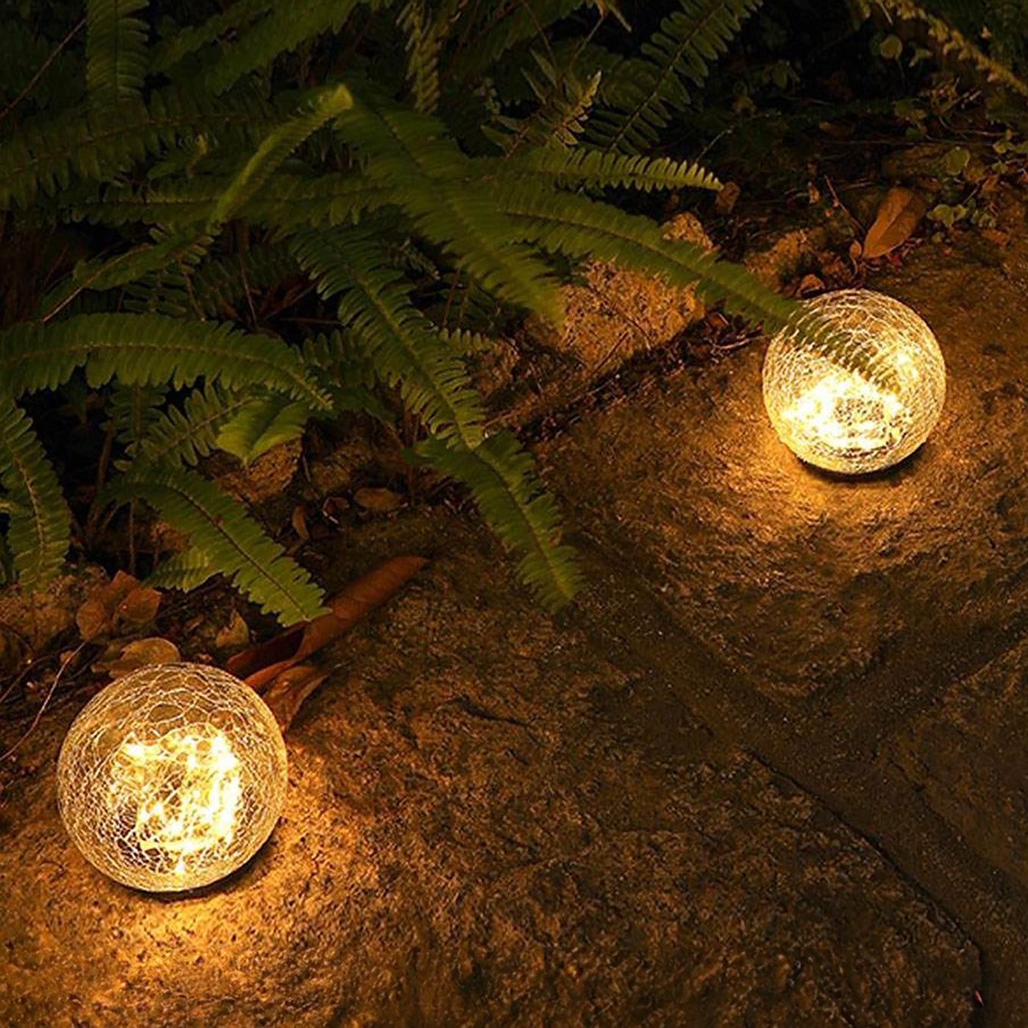 Glass solar lamp with fairy lights