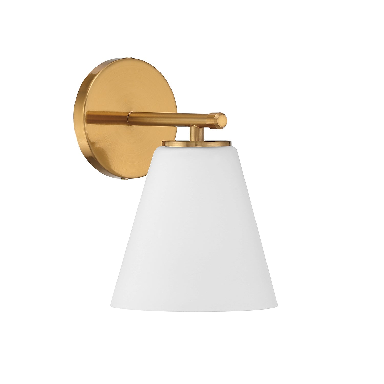 Wall lamp with tapered opal glass shade