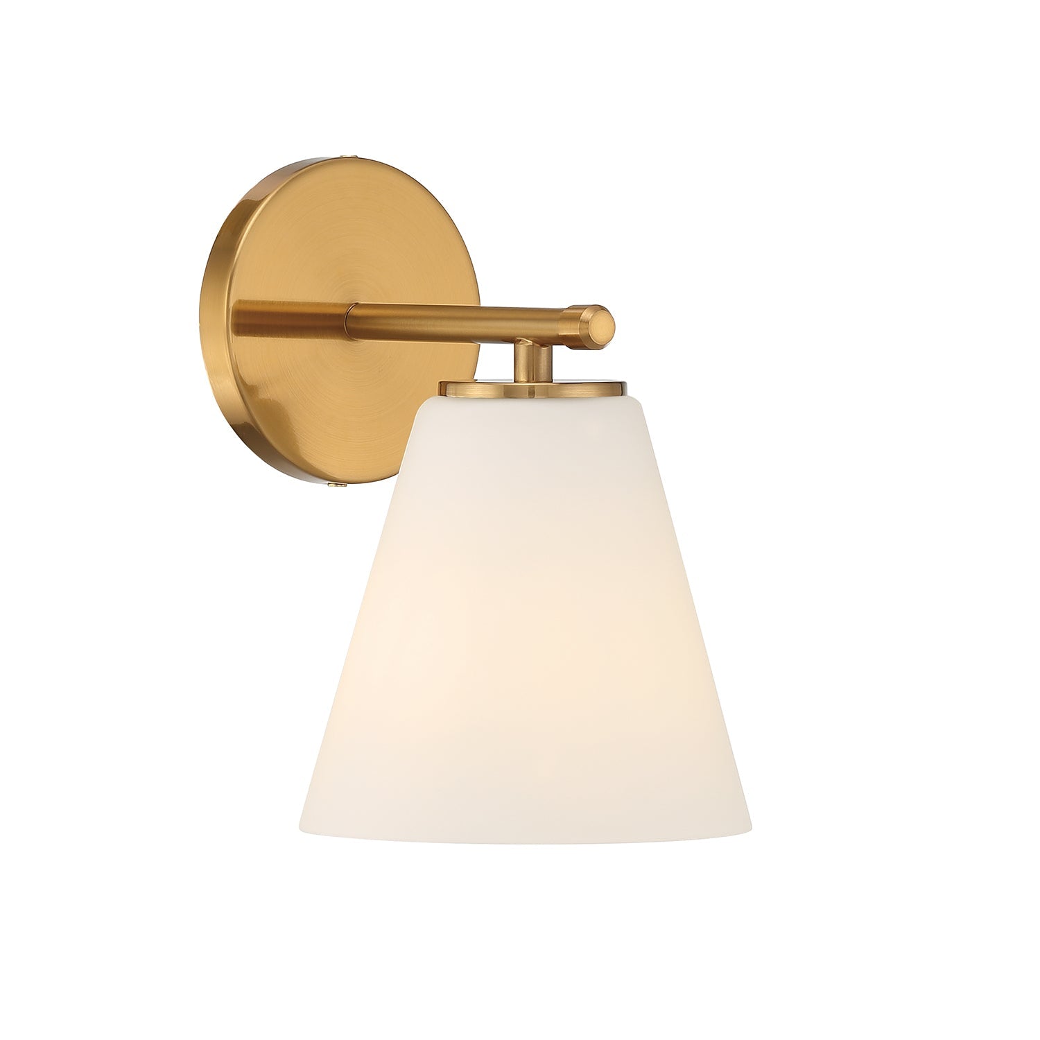 Wall lamp with tapered opal glass shade