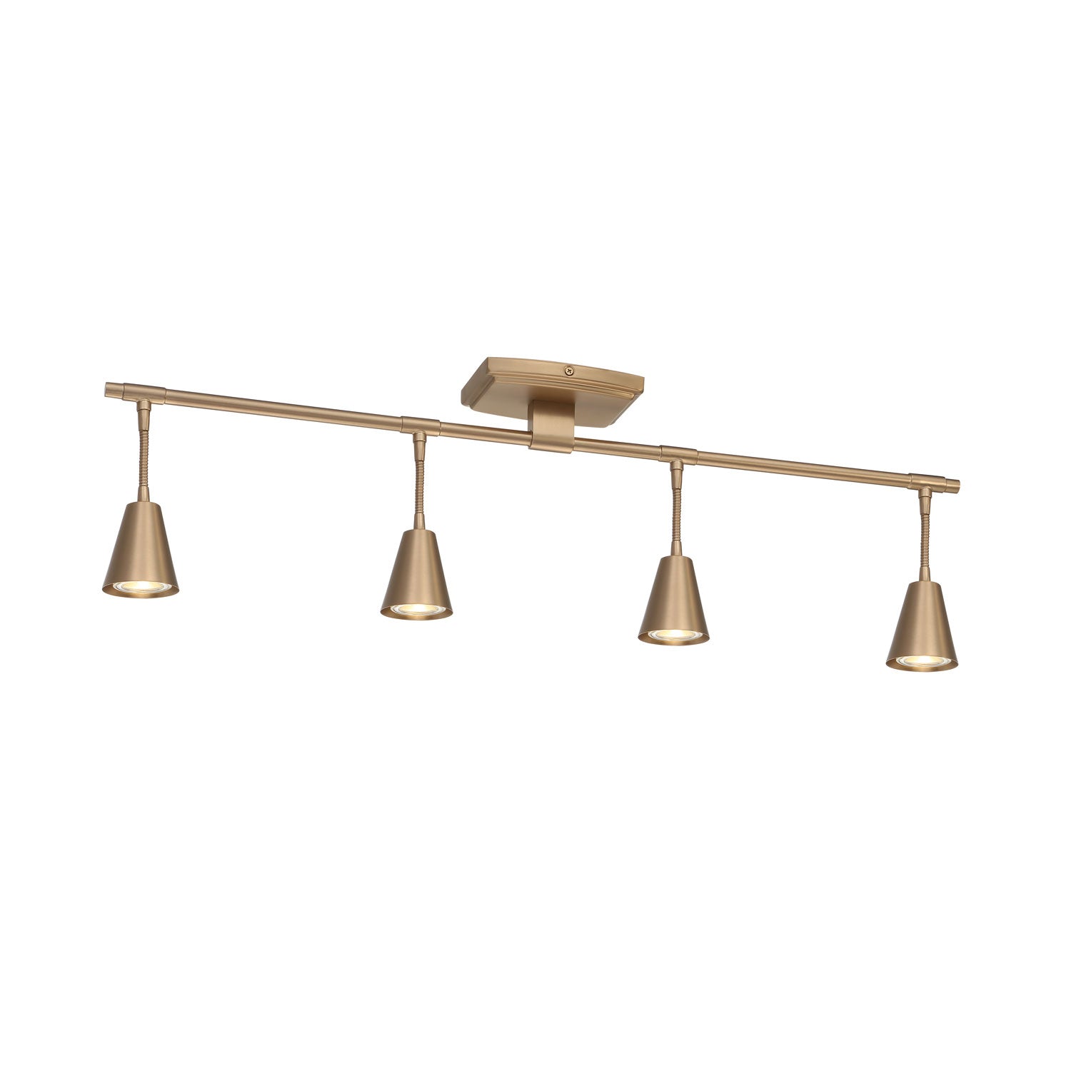 Brushed brass ceiling spotlight with four adjustable light heads