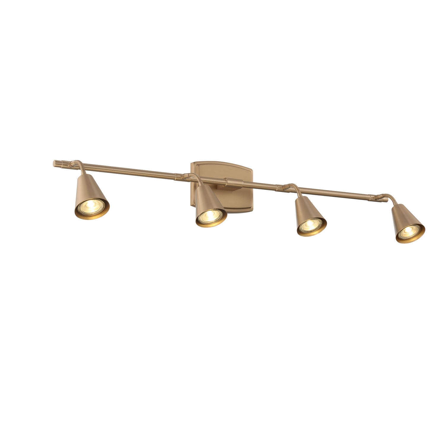 Brushed brass ceiling spotlight with four adjustable light heads