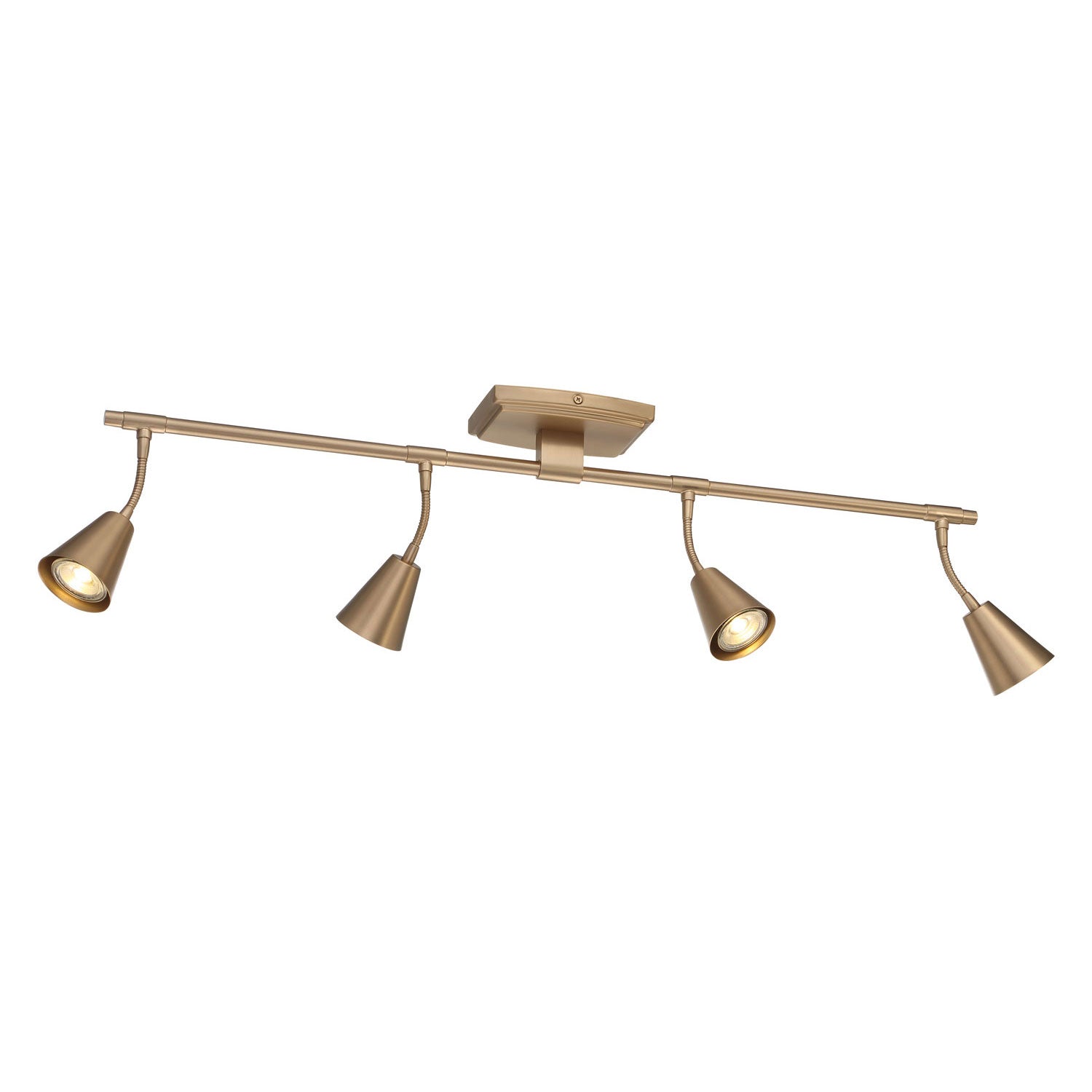 Brushed brass ceiling spotlight with four adjustable light heads