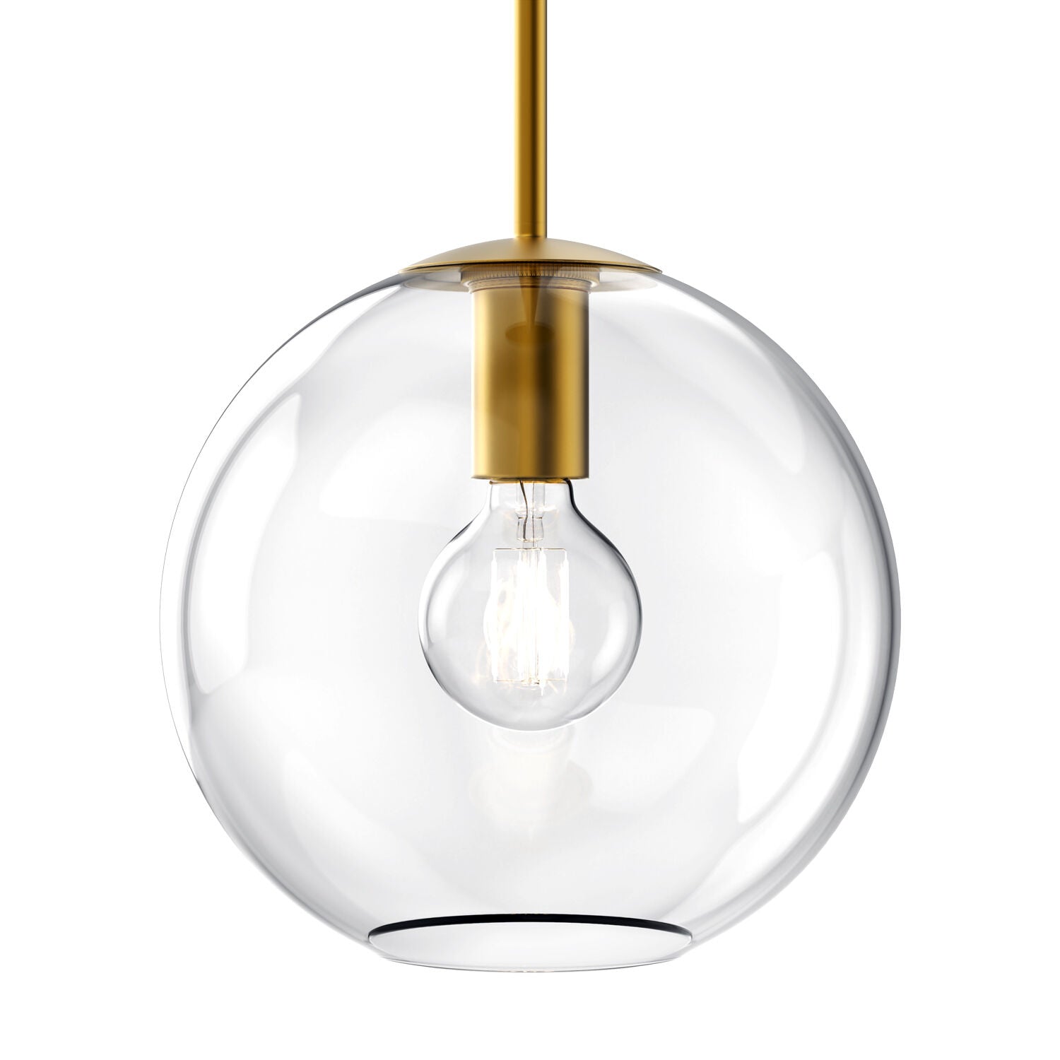 Pendant lamp with glass globe and brass-colored fitting