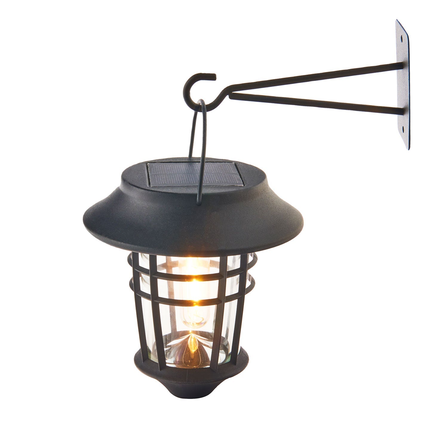 Set solar-powered lanterns with hook attachment