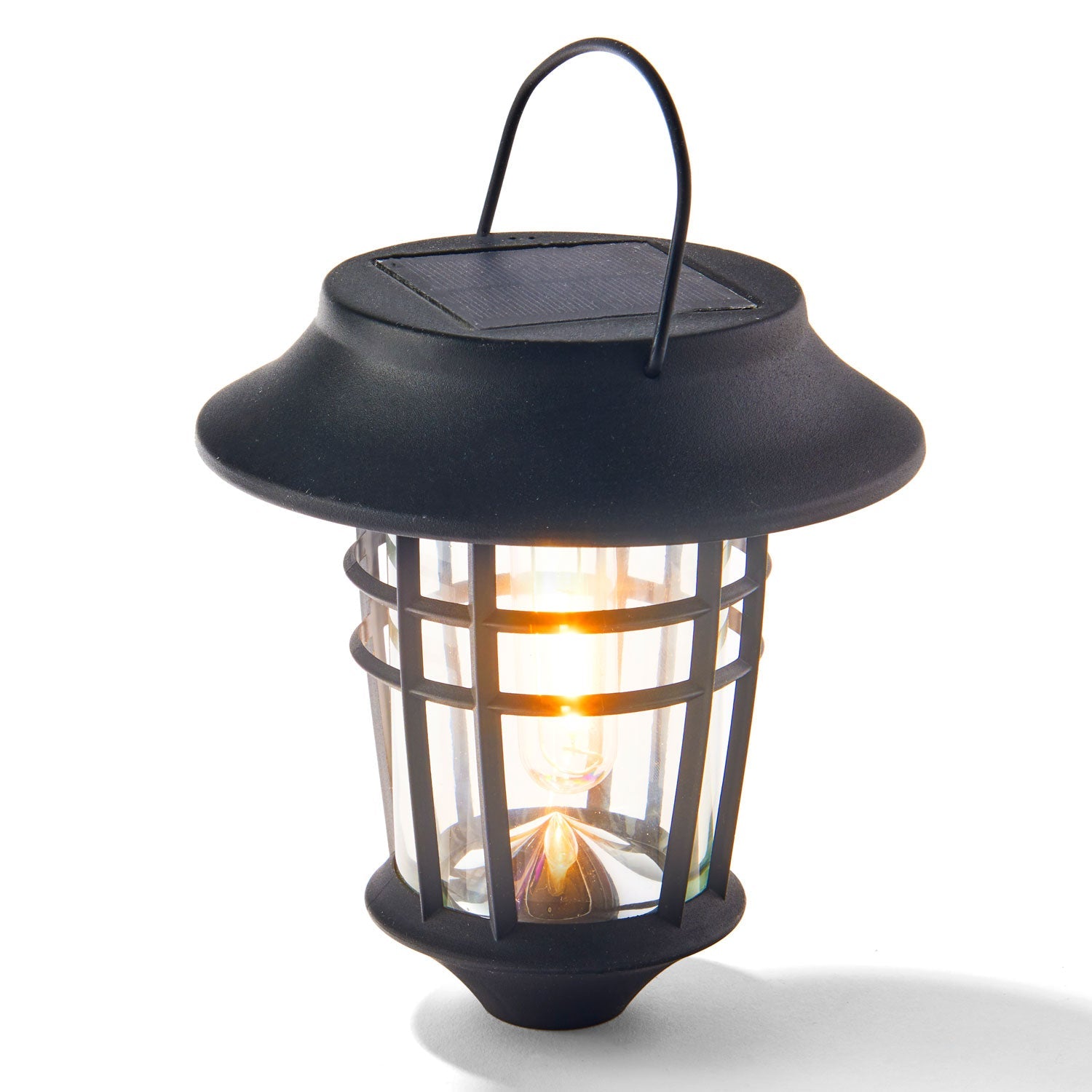 Set solar-powered lanterns with hook attachment