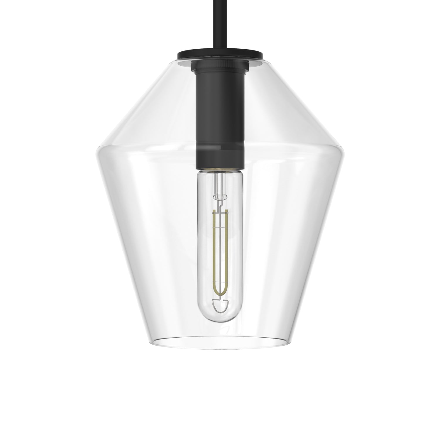 Pendant lamp with diamond-shaped glass shade and black finish