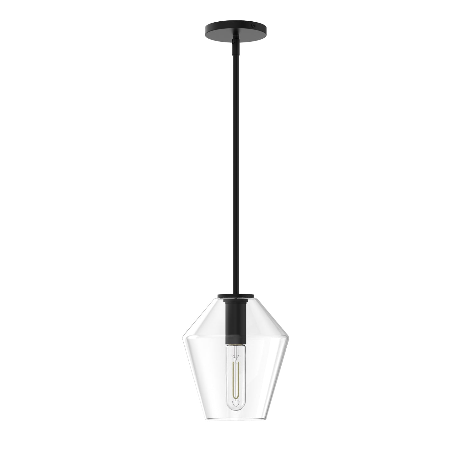 Pendant lamp with diamond-shaped glass shade and black finish