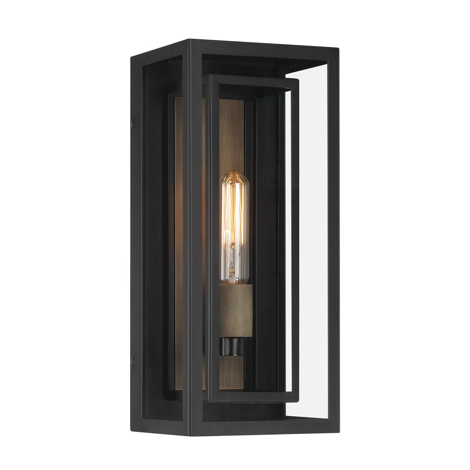 Wall lamp with double frame and glass finish