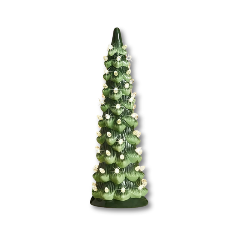 Hand-Painted LED Christmas Tree Set with Warm Glow and Auto Timer