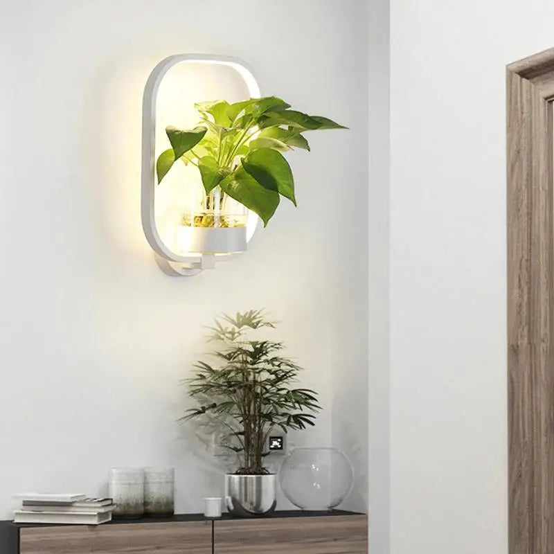 Fixture wall lamp with plant hanger