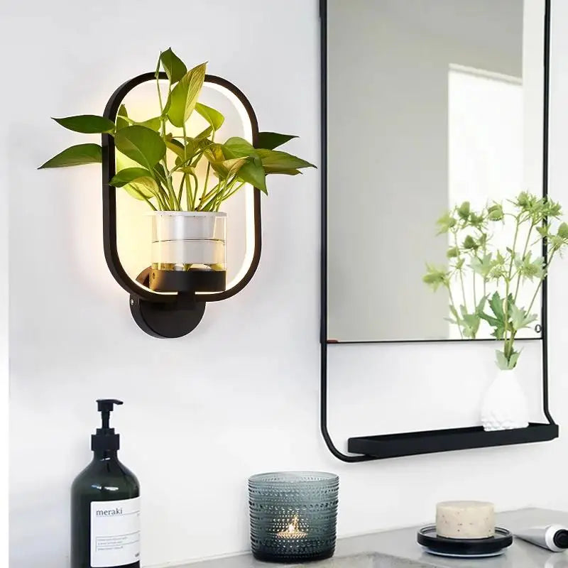 Fixture wall lamp with plant hanger