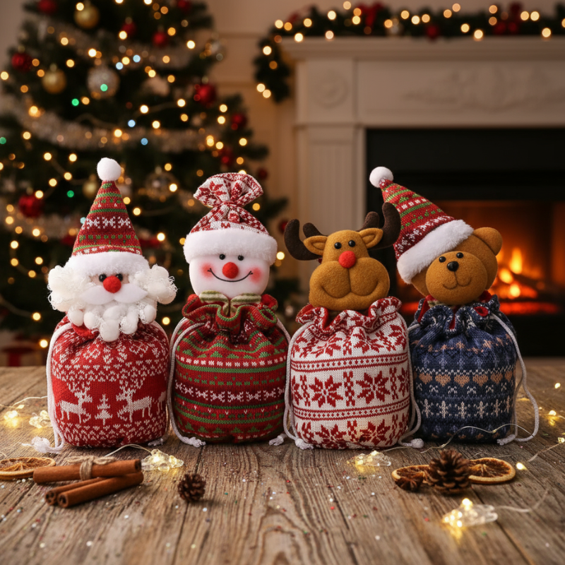 Christmas Candy Gift Bags Festive Treat Pouches Set for Gifting Fun