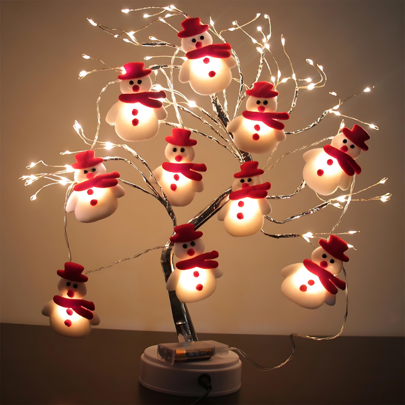 Snowman Holiday LED Tree Garland Lights for Cozy Festive Home Decor Glow