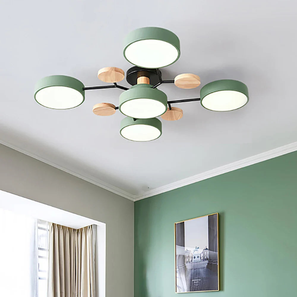Cirkelvorm houten cirkelplafondlamp