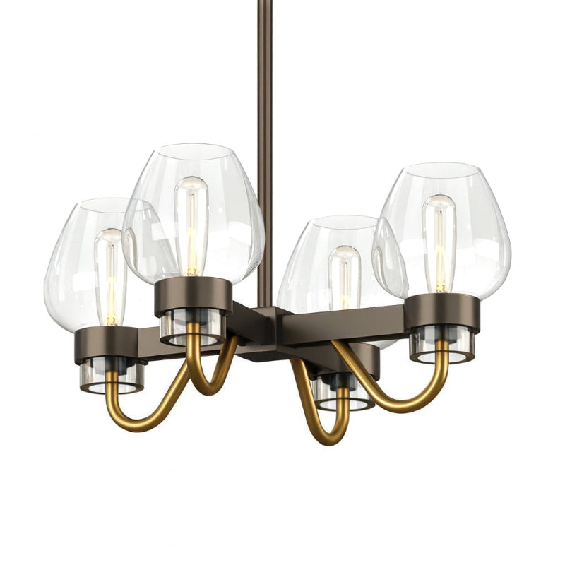 Modern Brass Chandelier with Crystal Shades – Ceiling Light for Dining & Living Room