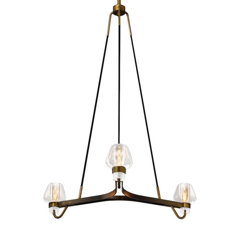 Modern Brass Chandelier with Crystal Shades – Ceiling Light for Dining & Living Room