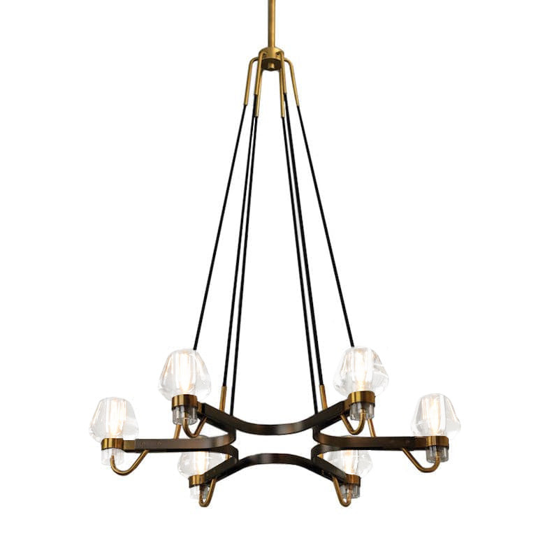 Modern Brass Chandelier with Crystal Shades – Ceiling Light for Dining & Living Room