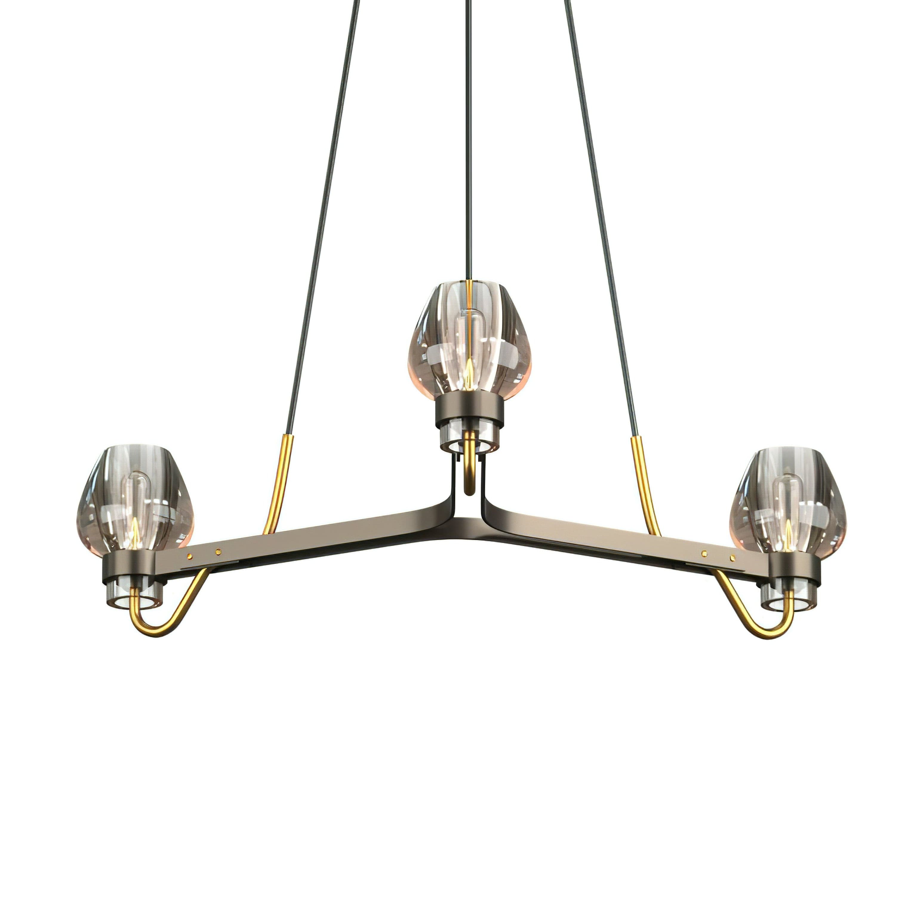 Modern Brass Chandelier with Crystal Shades – Ceiling Light for Dining & Living Room