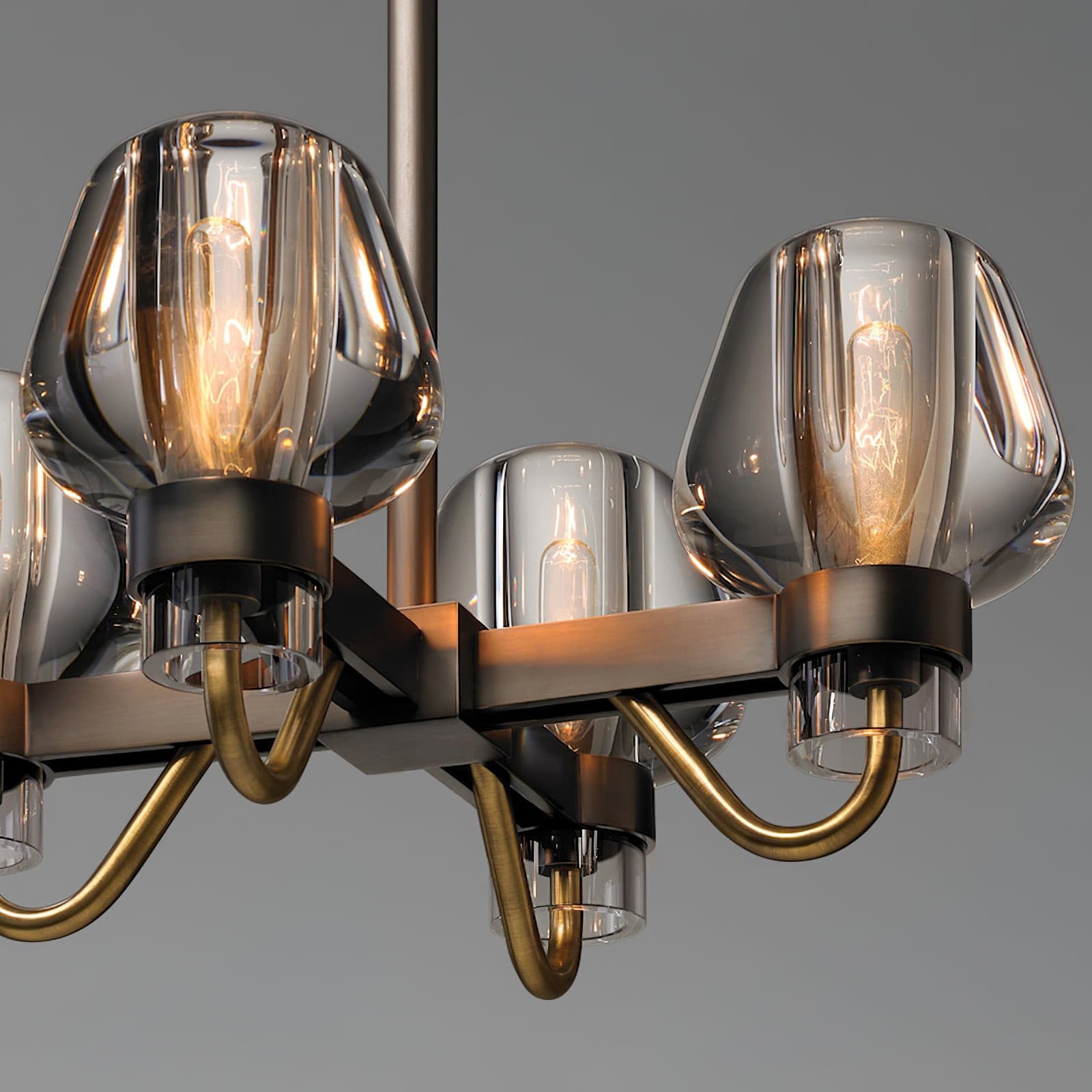 Modern Brass Chandelier with Crystal Shades – Ceiling Light for Dining & Living Room
