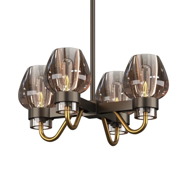 Modern Brass Chandelier with Crystal Shades – Ceiling Light for Dining & Living Room