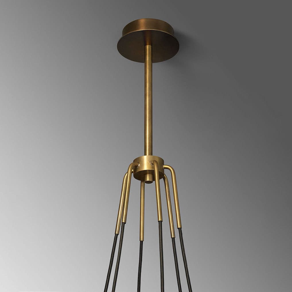 Modern Brass Chandelier with Crystal Shades – Ceiling Light for Dining & Living Room