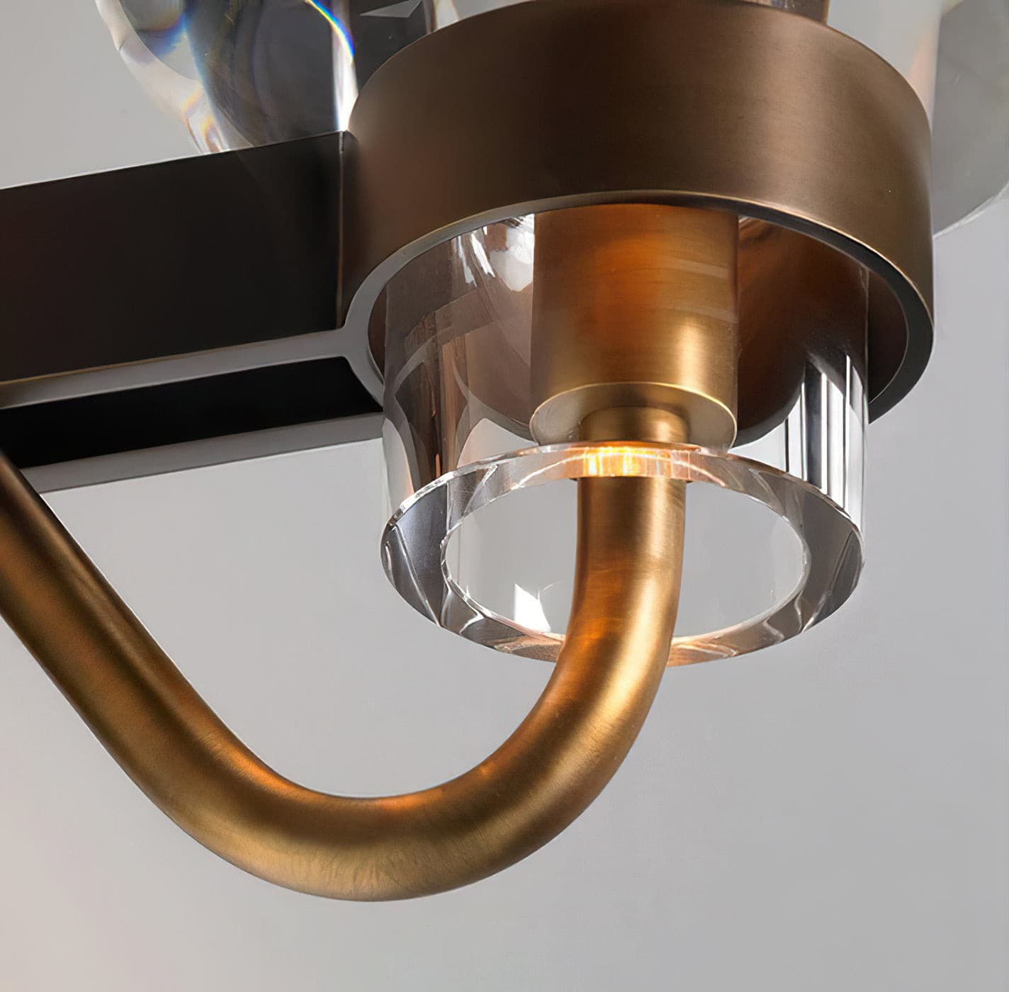 Modern Brass Chandelier with Crystal Shades – Ceiling Light for Dining & Living Room