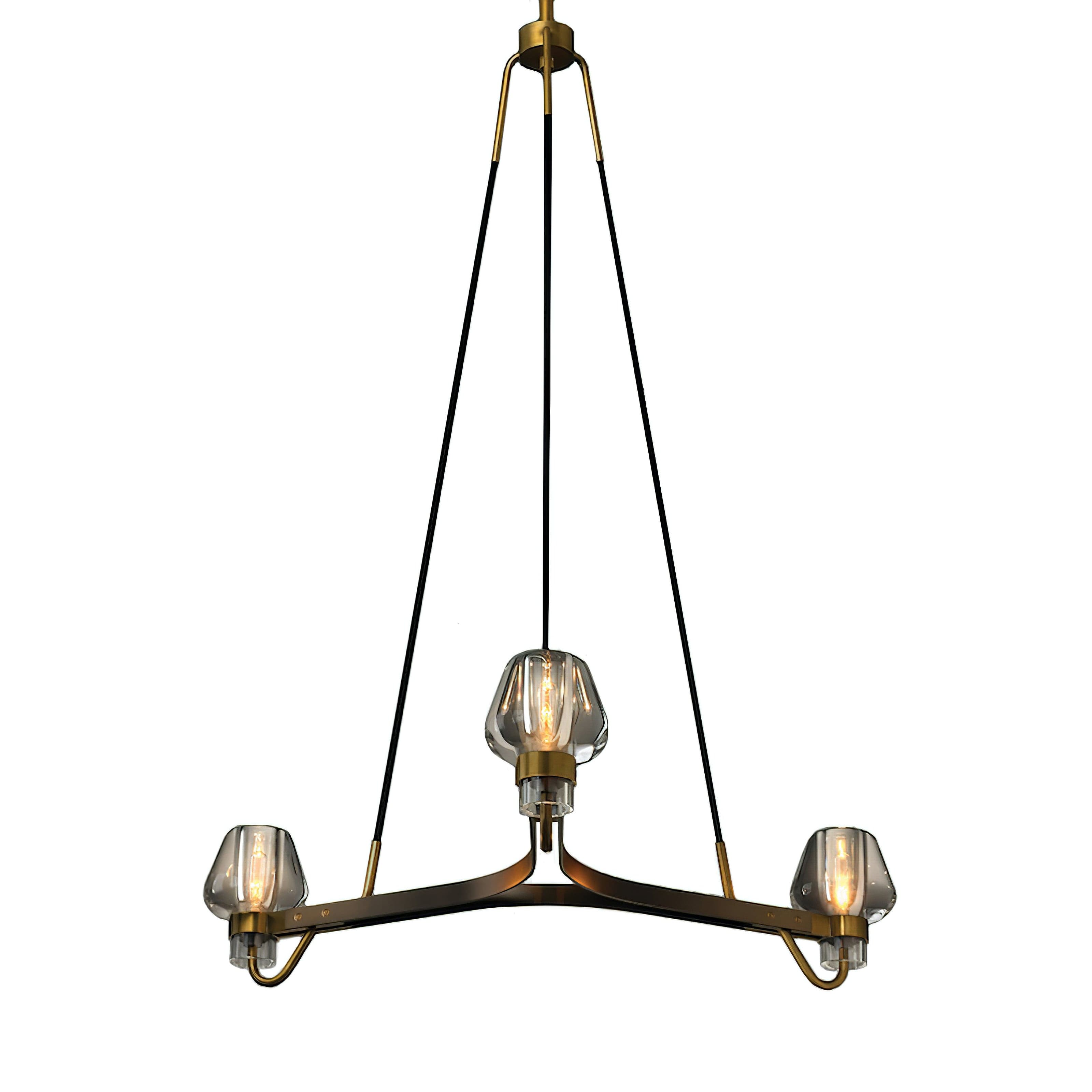 Modern Brass Chandelier with Crystal Shades – Ceiling Light for Dining & Living Room