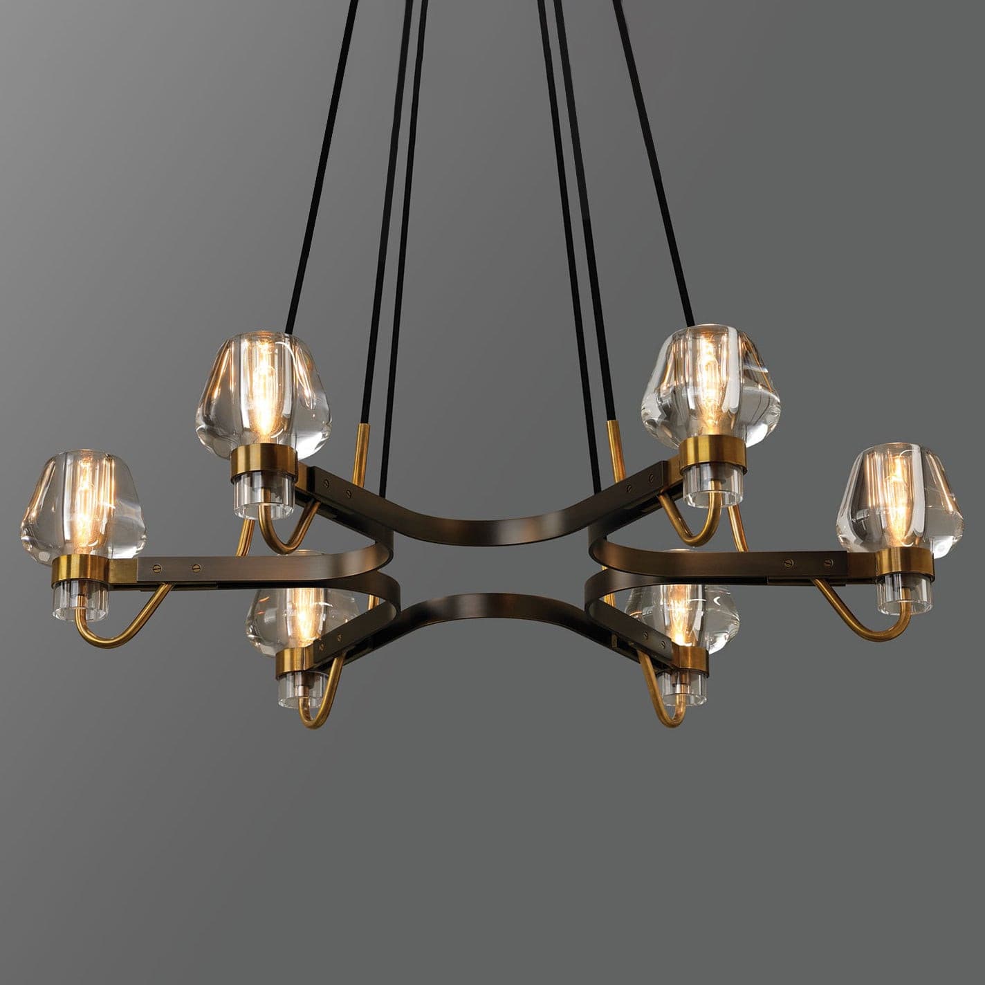 Modern Brass Chandelier with Crystal Shades – Ceiling Light for Dining & Living Room