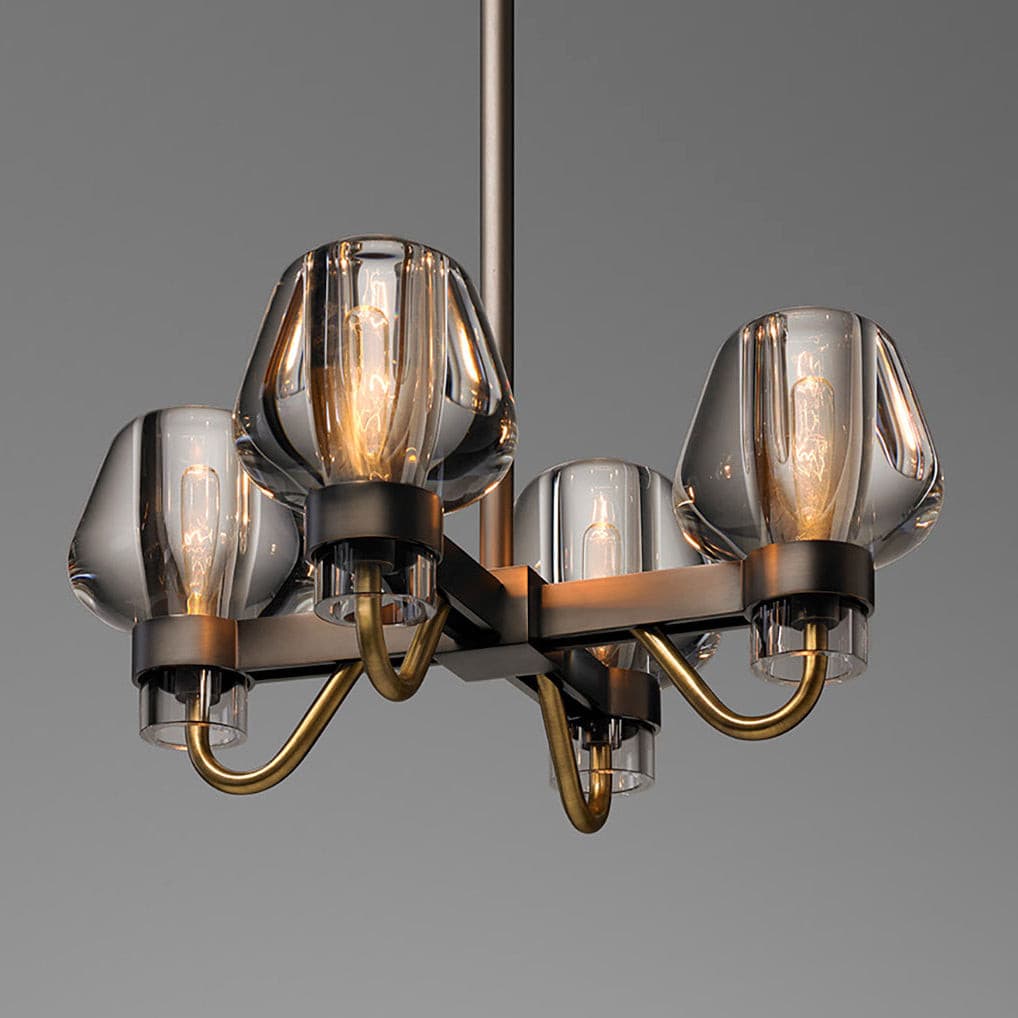 Modern Brass Chandelier with Crystal Shades – Ceiling Light for Dining & Living Room