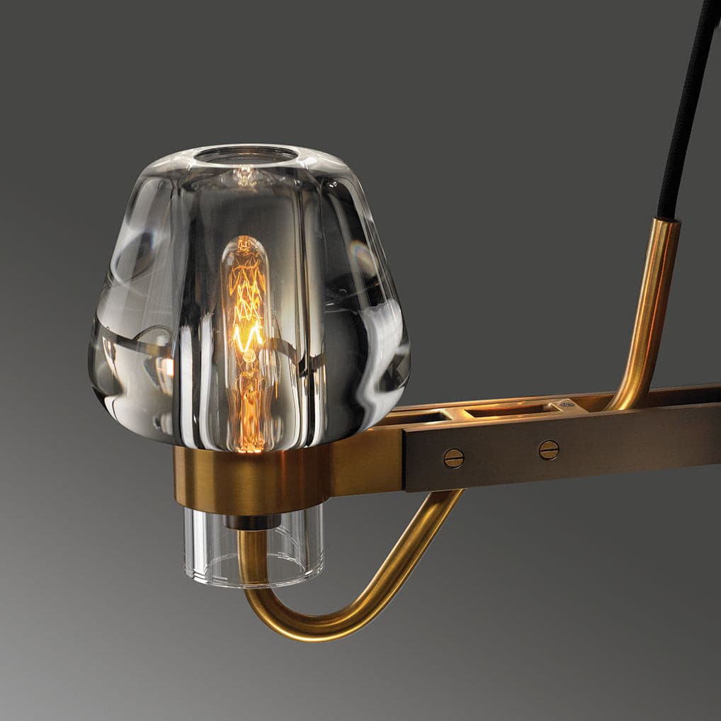 Modern Brass Chandelier with Crystal Shades – Ceiling Light for Dining & Living Room