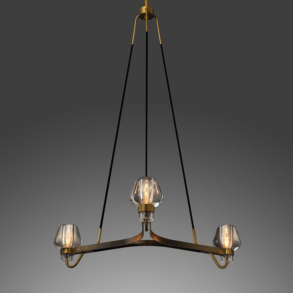 Modern Brass Chandelier with Crystal Shades – Ceiling Light for Dining & Living Room