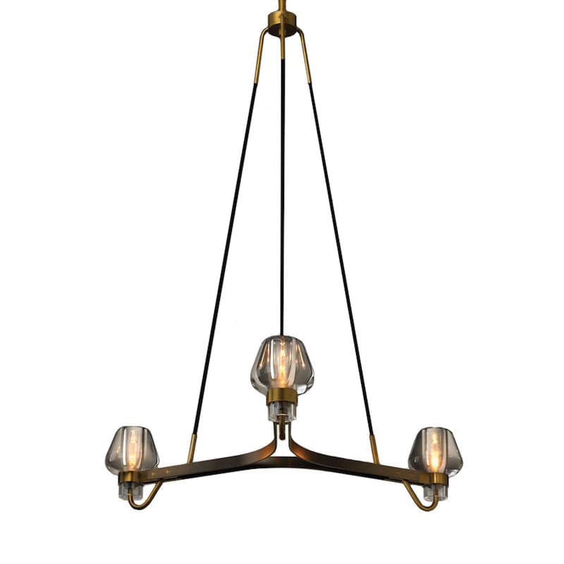 Modern Brass Chandelier with Crystal Shades – Ceiling Light for Dining & Living Room