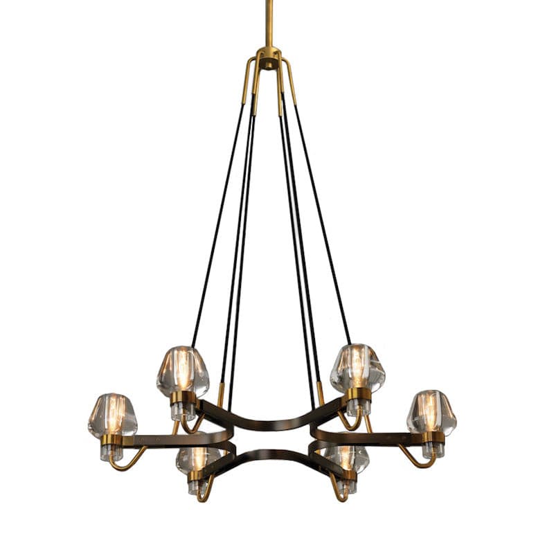 Modern Brass Chandelier with Crystal Shades – Ceiling Light for Dining & Living Room