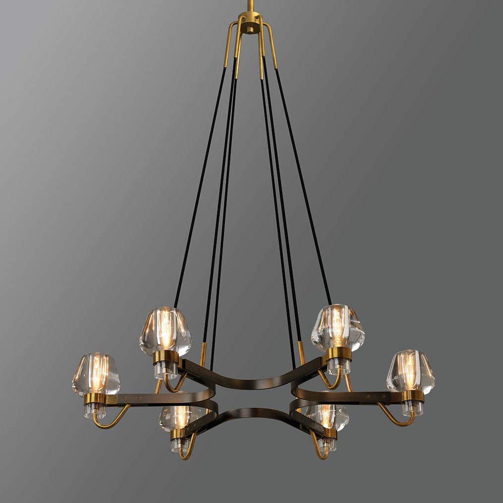Modern Brass Chandelier with Crystal Shades – Ceiling Light for Dining & Living Room