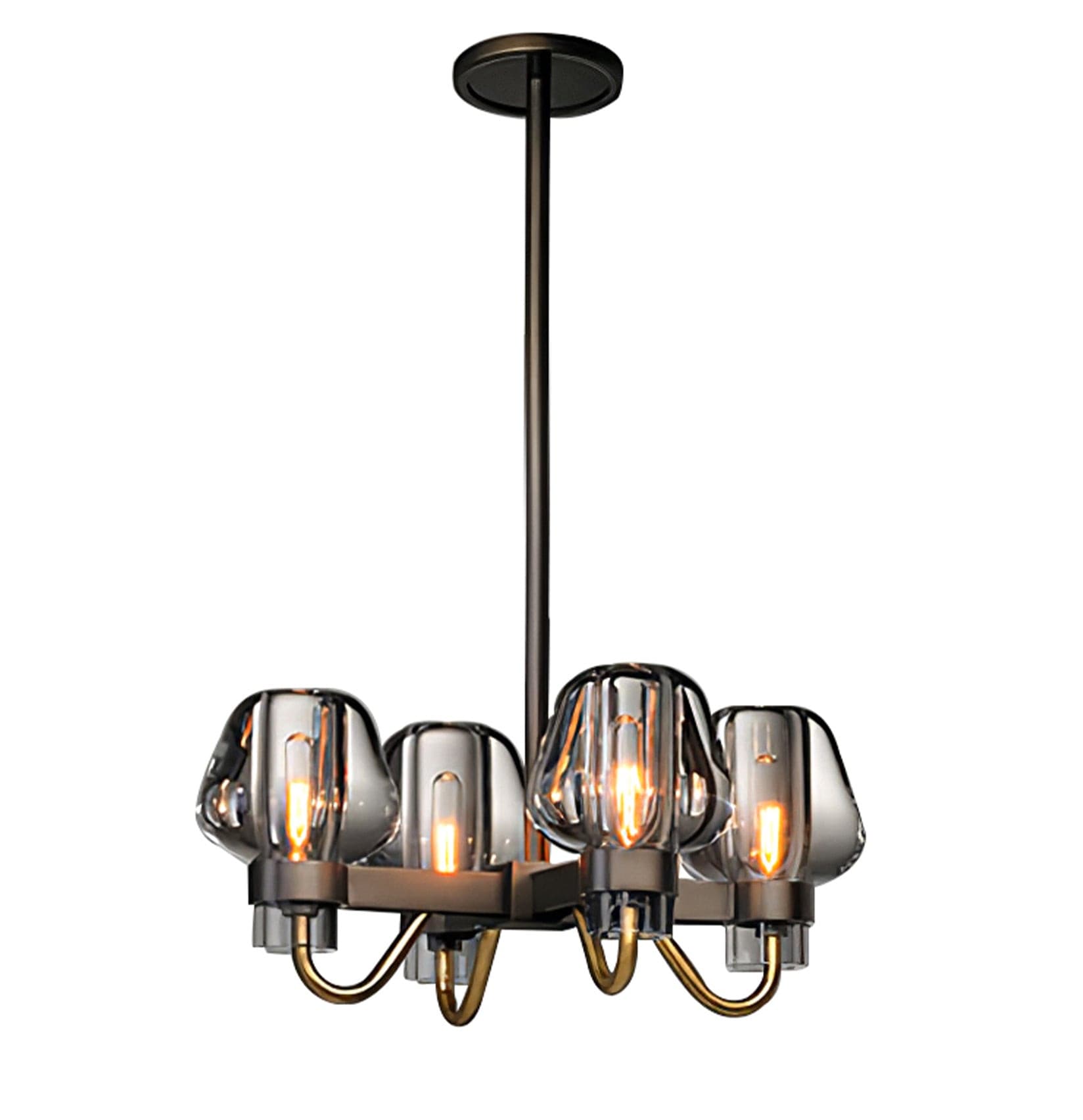 Modern Brass Chandelier with Crystal Shades – Ceiling Light for Dining & Living Room