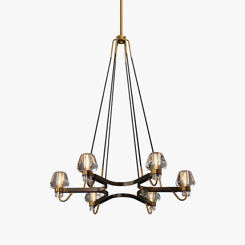 Modern Brass Chandelier with Crystal Shades – Ceiling Light for Dining & Living Room