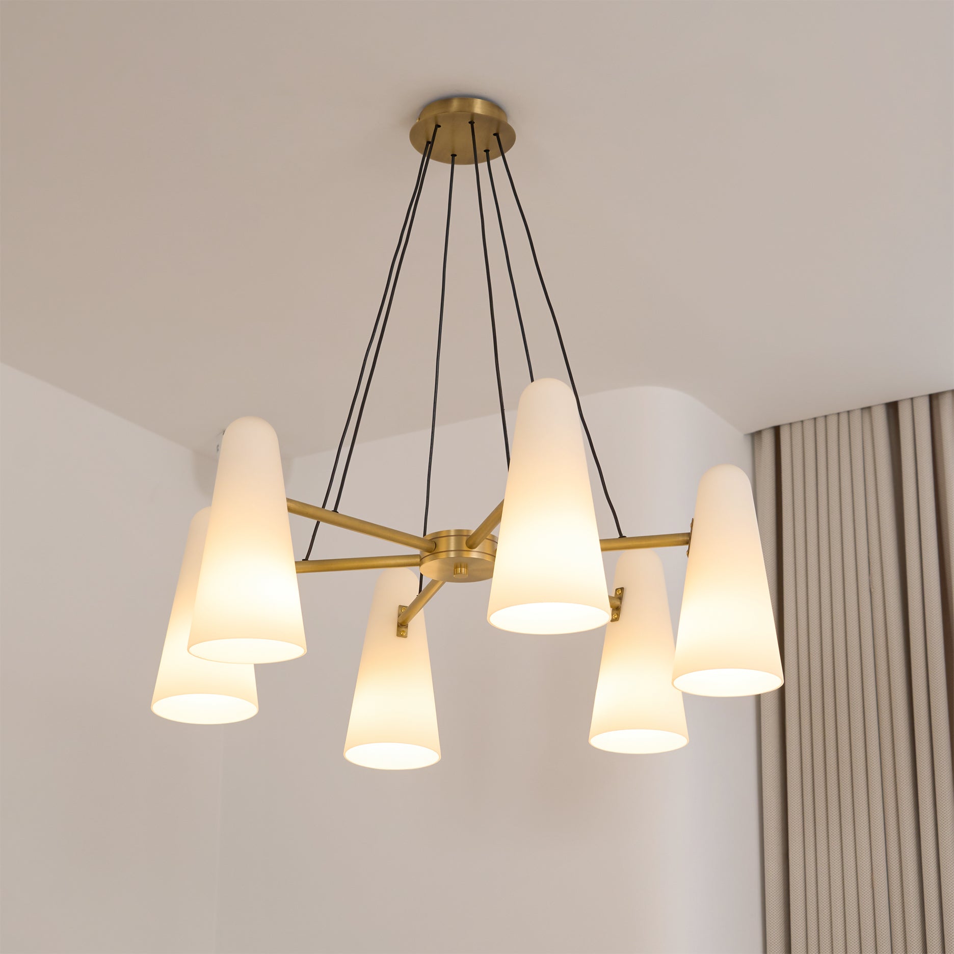 Brass Chandelier Luxury LED Ceiling Light with Glass Shades