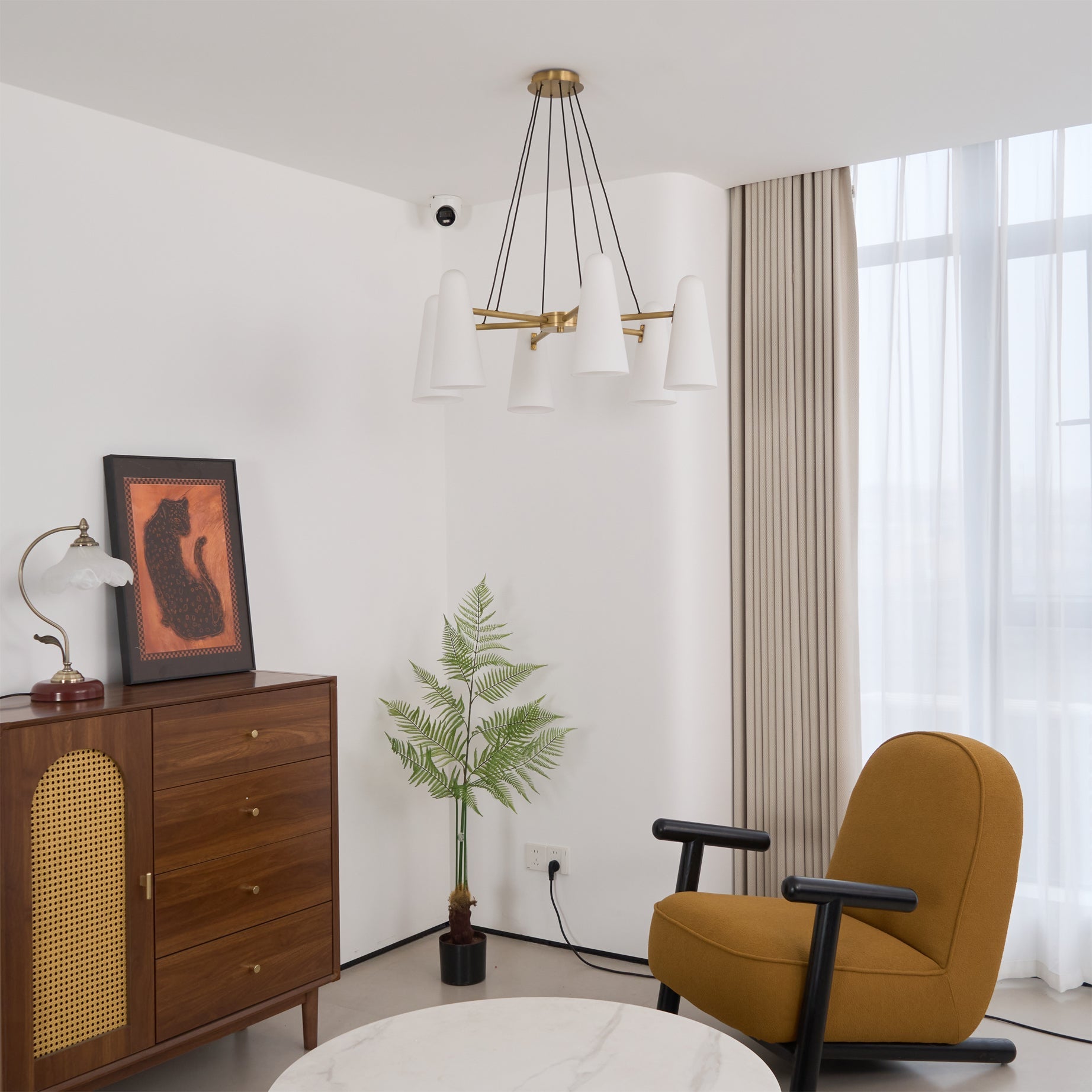 Brass Chandelier Luxury LED Ceiling Light with Glass Shades