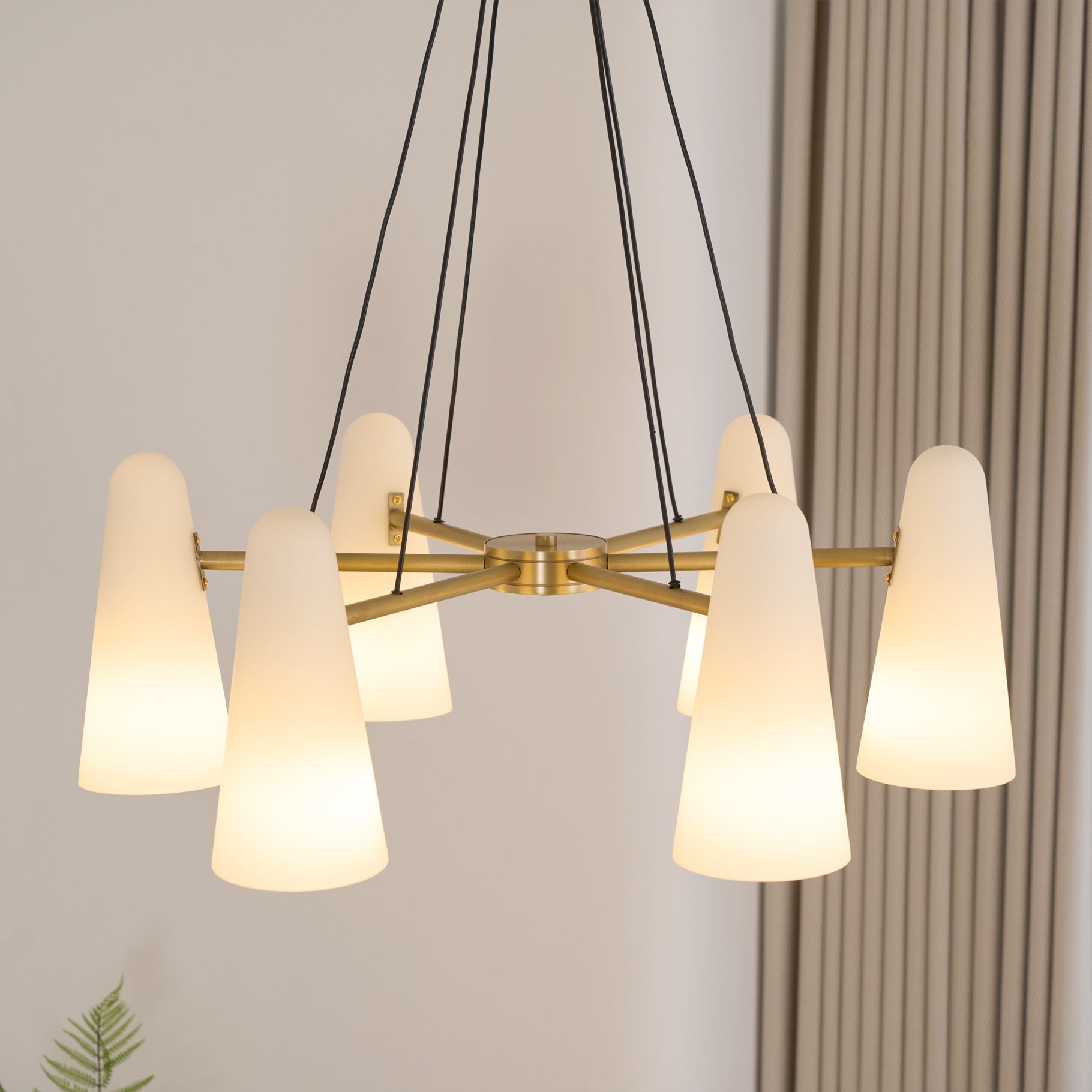 Brass Chandelier Luxury LED Ceiling Light with Glass Shades