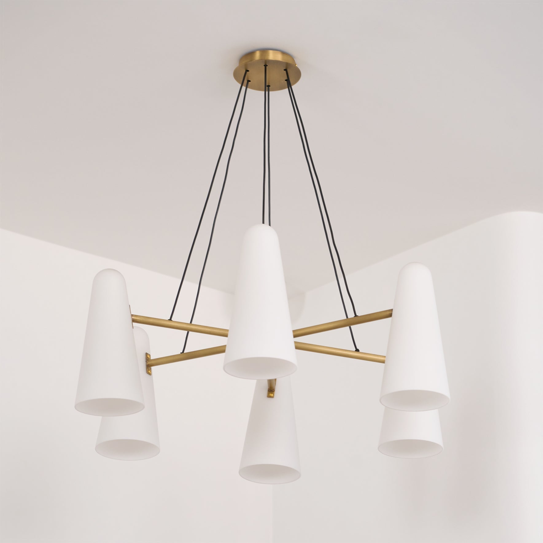 Brass Chandelier Luxury LED Ceiling Light with Glass Shades