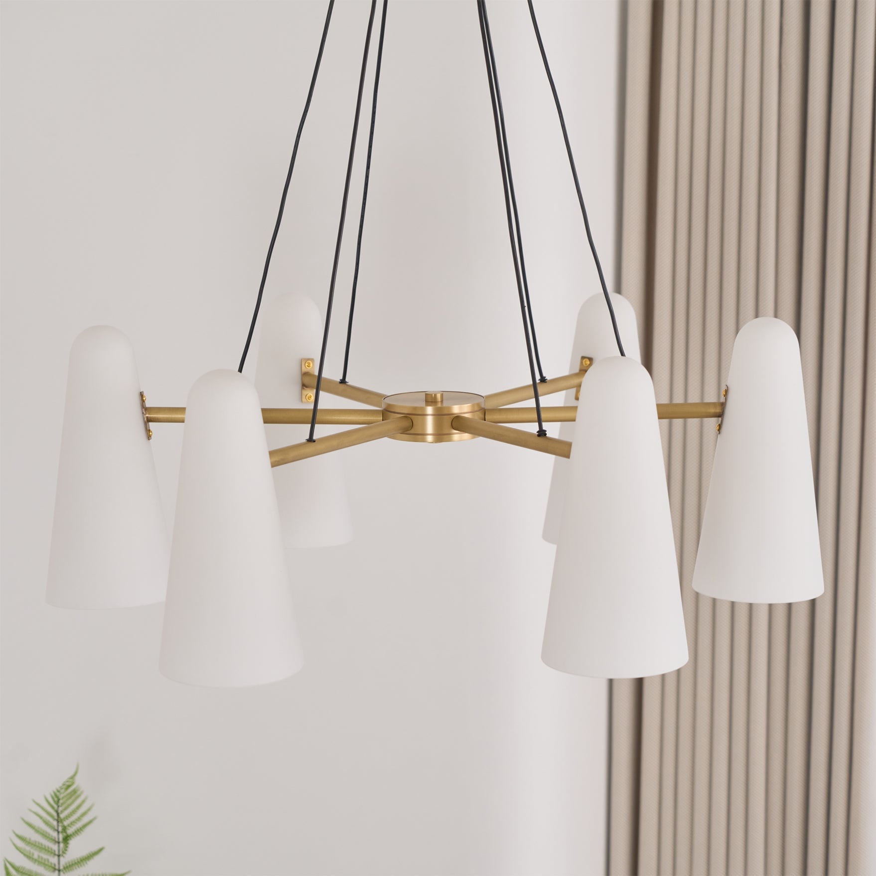 Brass Chandelier Luxury LED Ceiling Light with Glass Shades