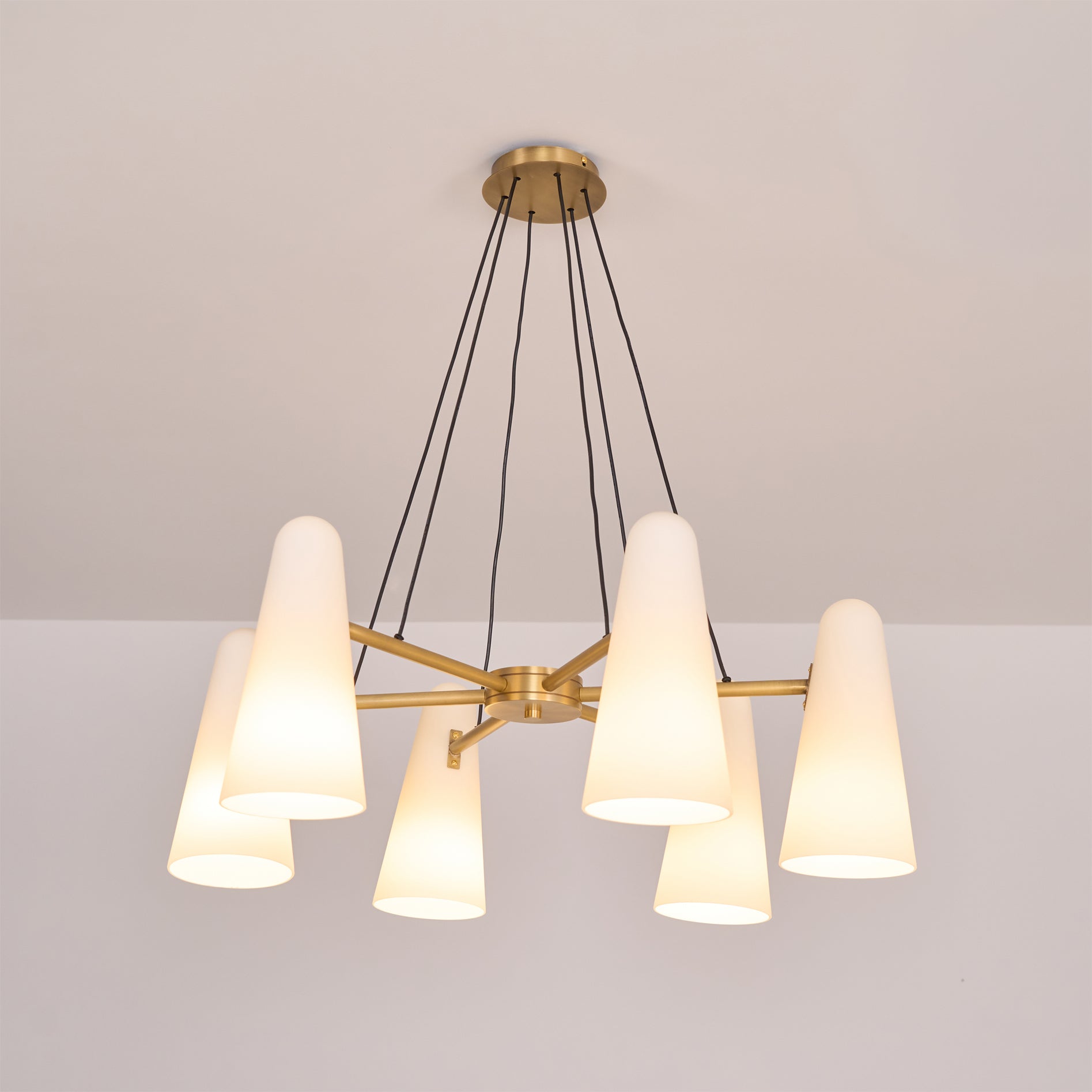 Brass Chandelier Luxury LED Ceiling Light with Glass Shades