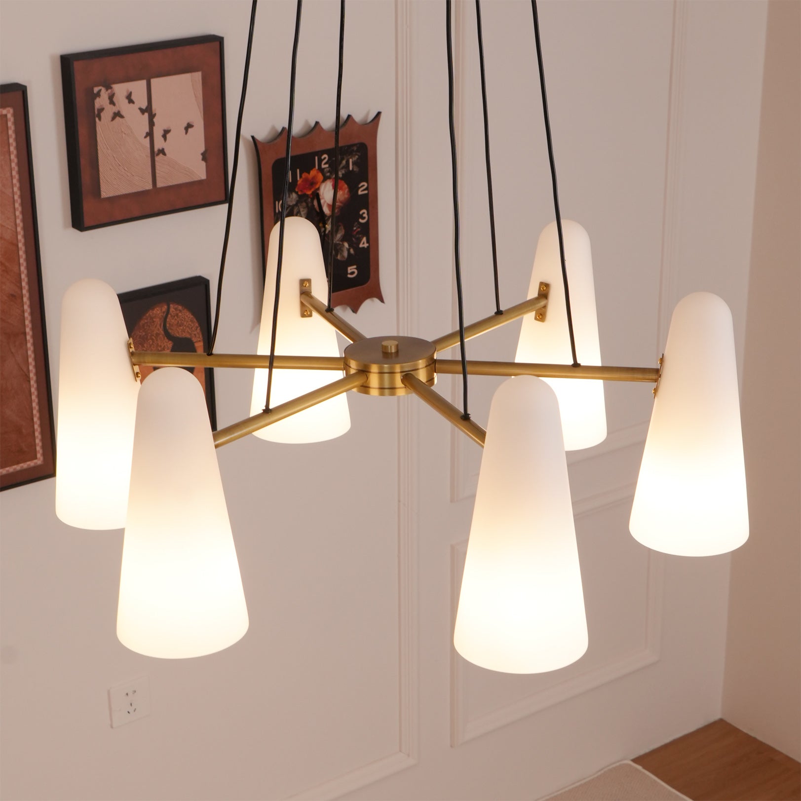 Brass Chandelier Luxury LED Ceiling Light with Glass Shades